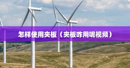 怎样使用夹板（夹板咋用呢视频）
