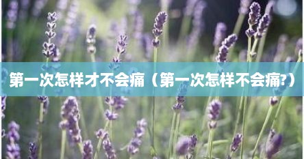 第一次怎样才不会痛（第一次怎样不会痛?）