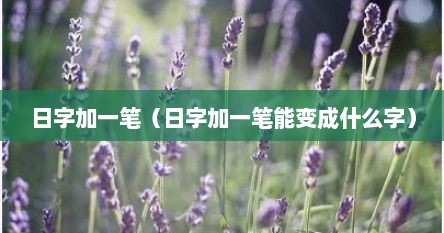日字加一笔（日字加一笔能变成什么字）