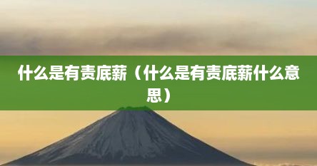 什么是有责底薪（什么是有责底薪什么意思）