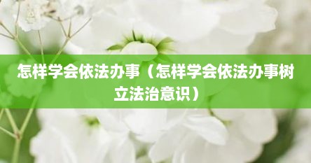 怎样学会依法办事（怎样学会依法办事树立法治意识）