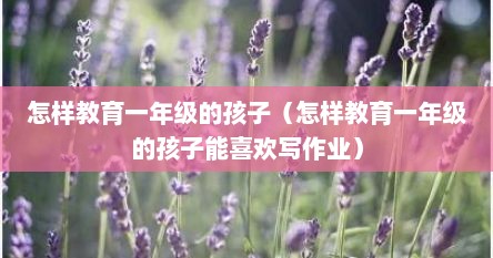 怎样教育一年级的孩子（怎样教育一年级的孩子能喜欢写作业）