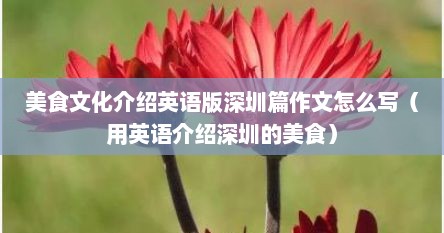 美食文化介绍英语版深圳篇作文怎么写（用英语介绍深圳的美食）