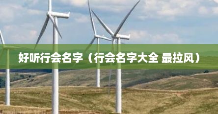 好听行会名字（行会名字大全 最拉风）