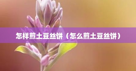 怎样煎土豆丝饼（怎么煎土豆丝饼）