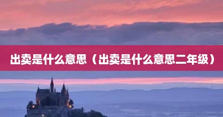 出卖是什么意思（出卖是什么意思二年级）