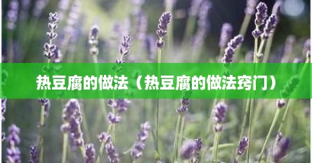 热豆腐的做法（热豆腐的做法窍门）