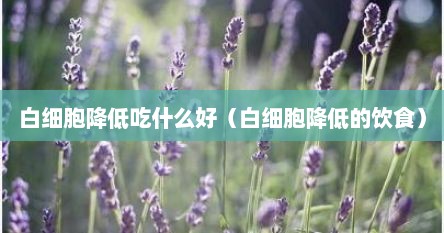 白细胞降低吃什么好（白细胞降低的饮食）