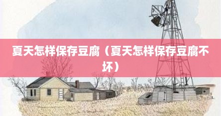 夏天怎样保存豆腐（夏天怎样保存豆腐不坏）