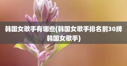 韩国女歌手有哪些(韩国女歌手排名前30牌韩国女歌手)