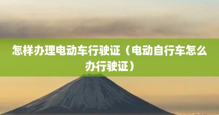 怎样办理电动车行驶证（电动自行车怎么办行驶证）
