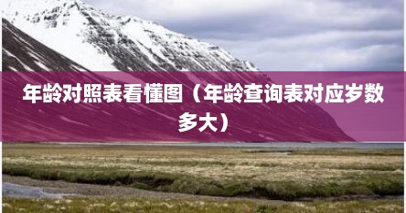 年龄对照表看懂图（年龄查询表对应岁数多大）