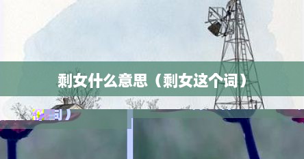 剩女什么意思（剩女这个词）