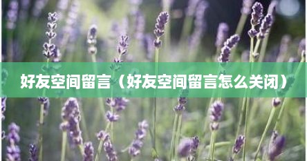 好友空间留言（好友空间留言怎么关闭）