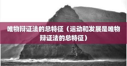 唯物辩证法的总特征（运动和发展是唯物辩证法的总特征）