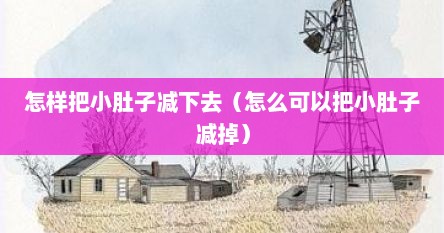 怎么能把小肚子减小（如何快速把小肚子上的赘肉减掉）