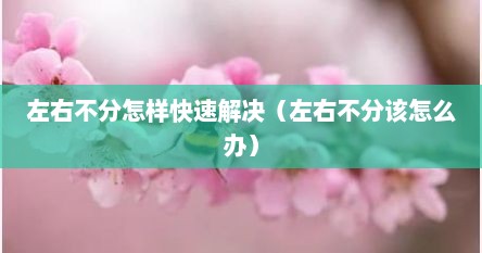 左右不分怎样快速解决（左右不分该怎么办）