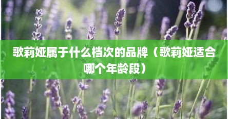 歌莉娅属于什么档次的品牌（歌莉娅适合哪个年龄段）