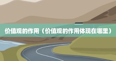 价值观的作用（价值观的作用体现在哪里）