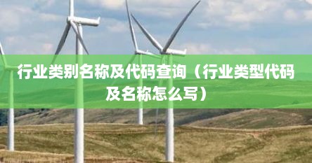 行业类别名称及代码查询（行业类型代码及名称怎么写）