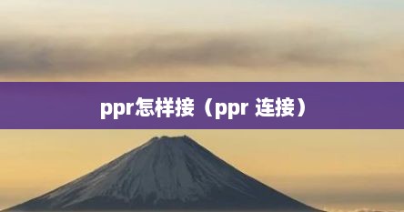 ppr怎样接（ppr 连接）