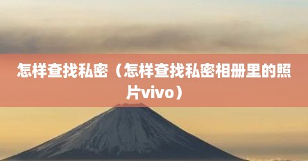 怎样查找私密（怎样查找私密相册里的照片vivo）