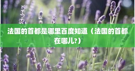 法国的首都是哪里百度知道（法国的首都在哪儿?）