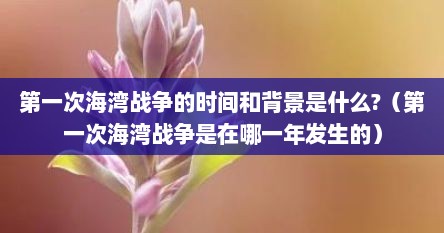 第一次海湾战争的时间和背景是什么?（第一次海湾战争是在哪一年发生的）