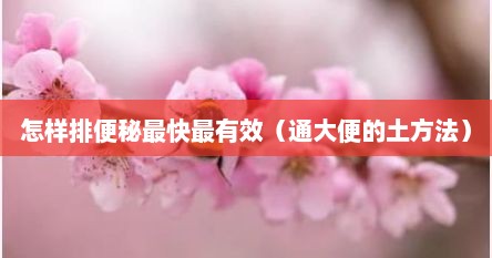怎样排便秘最快最有效（通大便的土方法）
