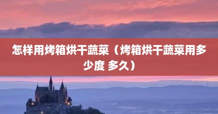 怎样用烤箱烘干蔬菜（烤箱烘干蔬菜用多少度 多久）