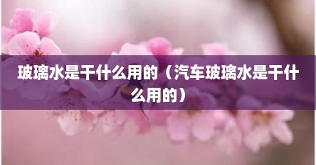 玻璃水是干什么用的（汽车玻璃水是干什么用的）