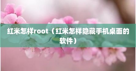 红米怎样root（红米怎样隐藏手机桌面的软件）