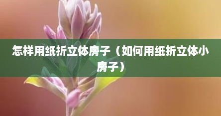 怎样用纸折立体房子（如何用纸折立体小房子）