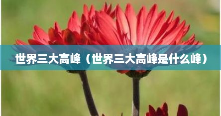 世界三大高峰（世界三大高峰是什么峰）