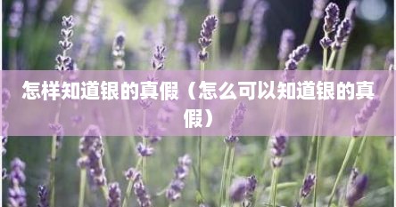 怎样知道银的真假（怎么可以知道银的真假）