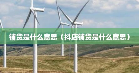铺货是什么意思（抖店铺货是什么意思）