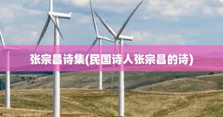 张宗昌诗集(民国诗人张宗昌的诗)