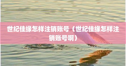 世纪佳缘怎样注销账号（世纪佳缘怎样注销账号啊）