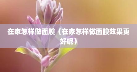 在家怎样做面膜（在家怎样做面膜效果更好呢）