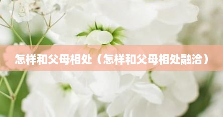 怎样和父母相处（怎样和父母相处融洽）