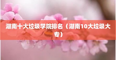 湖南十大垃圾学院排名（湖南10大垃圾大专）