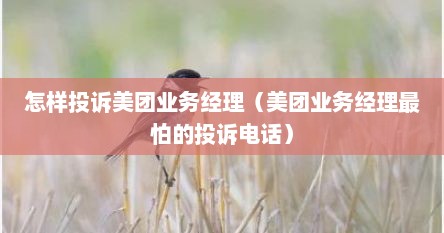 怎样投诉美团业务经理（美团业务经理最怕的投诉电话）