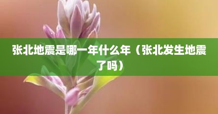 张北地震是哪一年什么年（张北发生地震了吗）