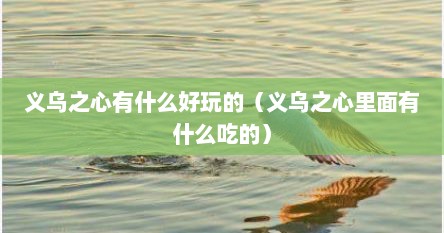 义乌之心有什么好玩的（义乌之心里面有什么吃的）
