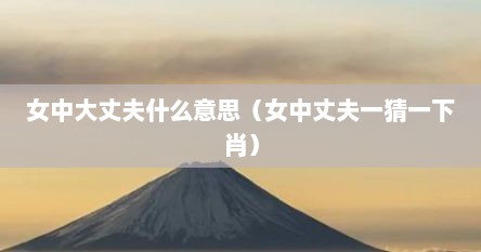 女中大丈夫什么意思（女中丈夫一猜一下肖）