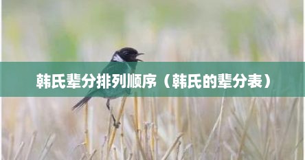 韩氏辈分排列顺序（韩氏的辈分表）