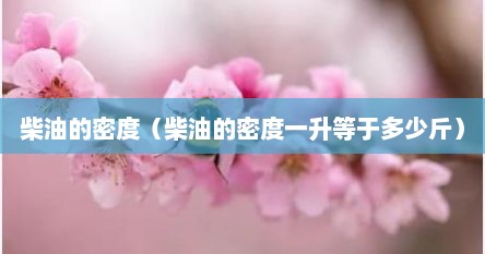 柴油的密度（柴油的密度一升等于多少斤）