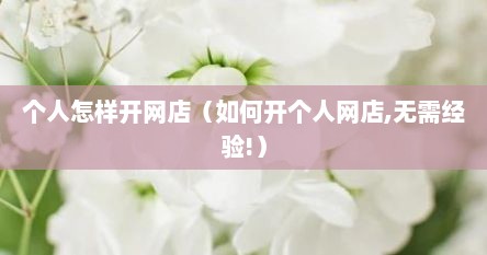 个人怎样开网店（如何开个人网店,无需经验!）