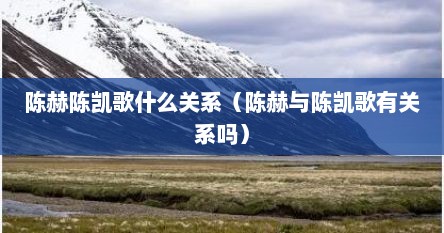 陈赫陈凯歌什么关系（陈赫与陈凯歌有关系吗）