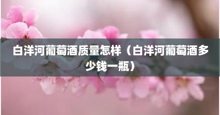 白洋河葡萄酒质量怎样（白洋河葡萄酒多少钱一瓶）